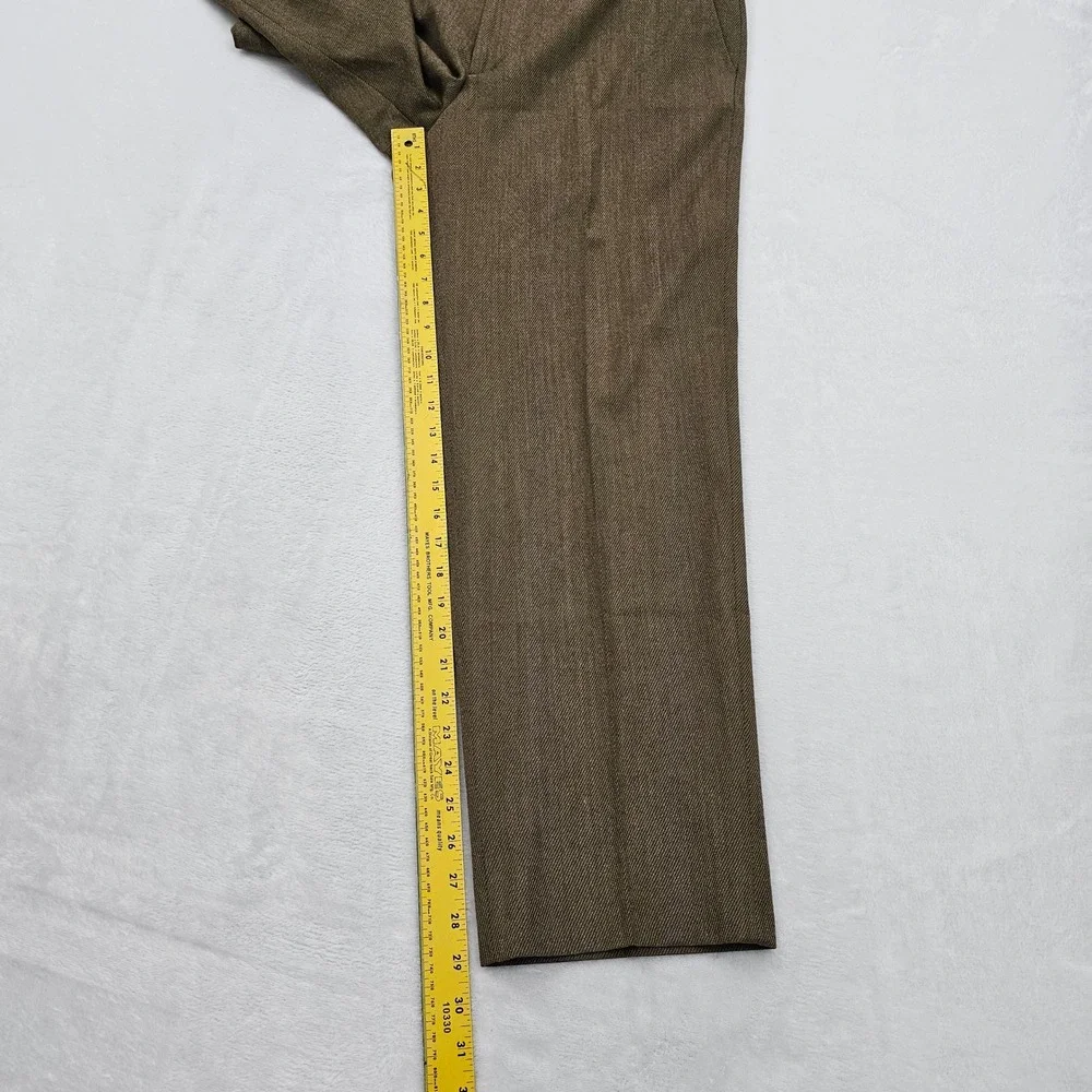 Luciano Barbera Dress Pants Mens 52 34x29 Brown Wool Italy Flat Front READ